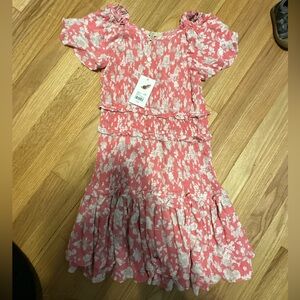 Chelsea & Violet Pink and White Floral Tiered Ruffle Dress